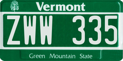 VT license plate ZWW335