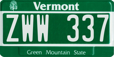VT license plate ZWW337