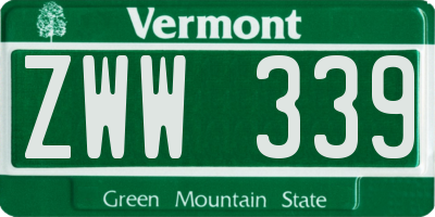 VT license plate ZWW339