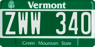 VT license plate ZWW340