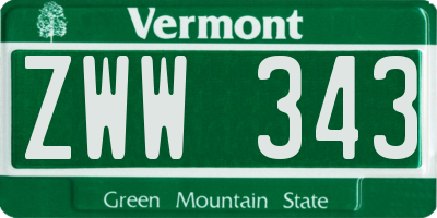 VT license plate ZWW343