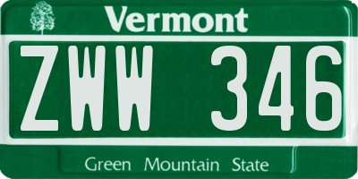 VT license plate ZWW346