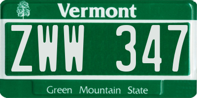 VT license plate ZWW347