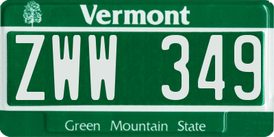 VT license plate ZWW349