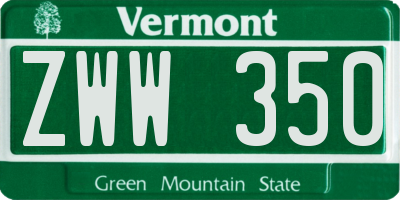 VT license plate ZWW350
