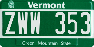 VT license plate ZWW353