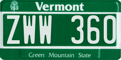 VT license plate ZWW360