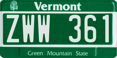 VT license plate ZWW361