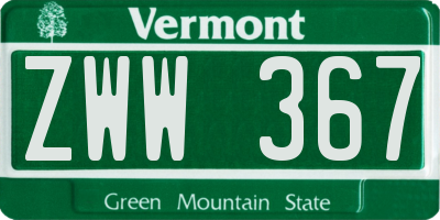 VT license plate ZWW367