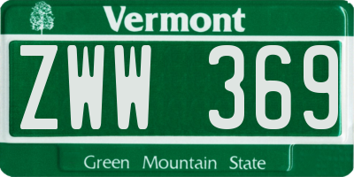 VT license plate ZWW369