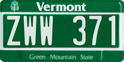 VT license plate ZWW371