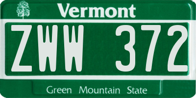 VT license plate ZWW372