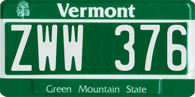 VT license plate ZWW376