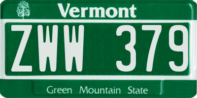 VT license plate ZWW379