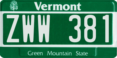 VT license plate ZWW381