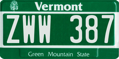 VT license plate ZWW387