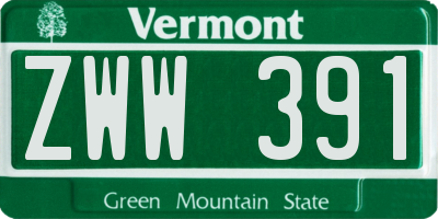 VT license plate ZWW391