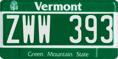 VT license plate ZWW393