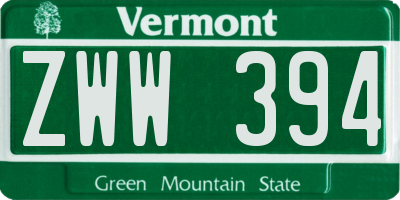 VT license plate ZWW394