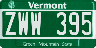 VT license plate ZWW395
