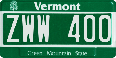 VT license plate ZWW400