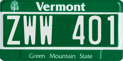VT license plate ZWW401