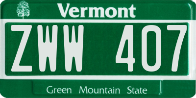 VT license plate ZWW407