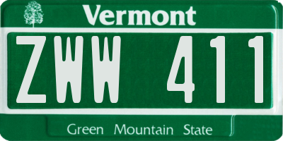 VT license plate ZWW411
