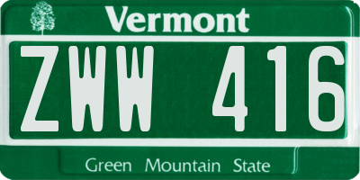 VT license plate ZWW416