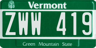 VT license plate ZWW419