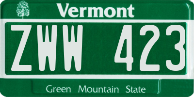 VT license plate ZWW423