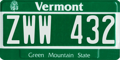VT license plate ZWW432