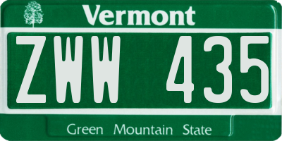 VT license plate ZWW435
