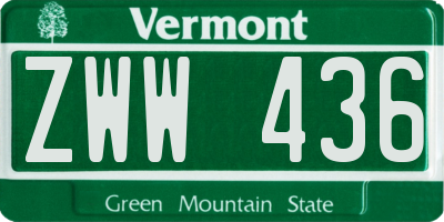 VT license plate ZWW436