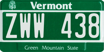 VT license plate ZWW438