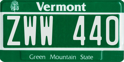 VT license plate ZWW440