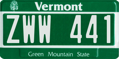 VT license plate ZWW441