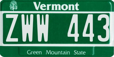 VT license plate ZWW443