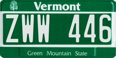 VT license plate ZWW446