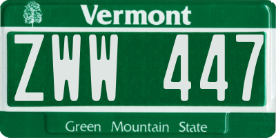 VT license plate ZWW447