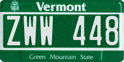 VT license plate ZWW448