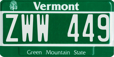 VT license plate ZWW449