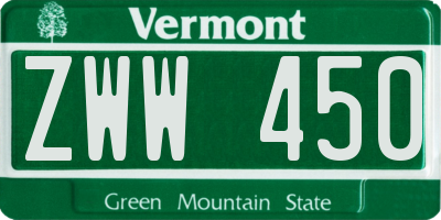 VT license plate ZWW450