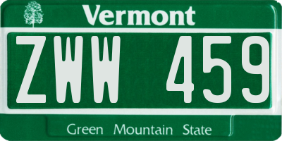 VT license plate ZWW459