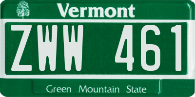 VT license plate ZWW461