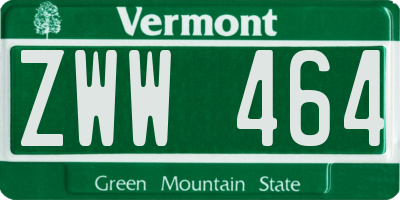 VT license plate ZWW464