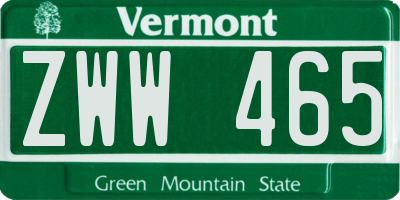 VT license plate ZWW465
