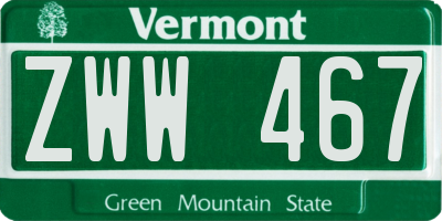 VT license plate ZWW467