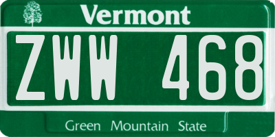VT license plate ZWW468