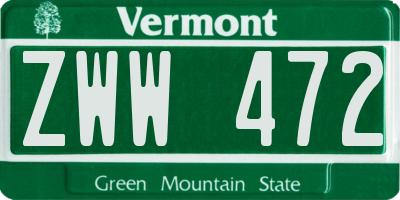 VT license plate ZWW472